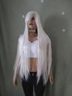 PERUCA, WIG, BRANCA, PLATINADA, LISA, FIBRA PREMIUM, 100CM, franja PERUCA, WIG, BRANCA, PLATINADA, LISA, FIBRA PREMIUM, 100CM, franja
