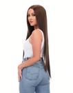 peruca wig castanho castanho claro lisa 75cm premium