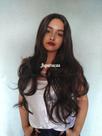 Peruca, wig, castanho escuro, ondulada, fibra premium, 75cm