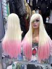Peruca wig cosplay marin kitagawa 75cm franja premium loira rosa sem brilho
