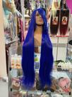 Peruca wig lace wig coloridas 1metro c/ franja lisa cosplay