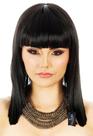 Peruca Wig Lacewig Cleópatra preta lisa curta franja reta