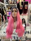 Peruca Wig Lacewig Premium Rosa bebê OmbreHair Ondulada Longa 75cm