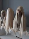 Peruca, wig, loira, loiro claro, lisa, 75cm, com franja