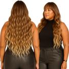 Peruca Wig Ondulada Com Franja Ombre Mel Loira + Wig Cap