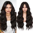 Peruca WIGNEE 66 cm de comprimento, encaracolada, ondulada, marrom escura, sintética