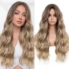 Peruca WIGNEE 66 cm de comprimento Ombre Loira Encaracolada Sintética