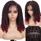 Peruca Wignee Faux Locs 14" de renda trançada vermelha ombre na frente
