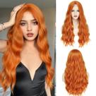 Peruca YBYMCAI Long Orange Wavy 66cm Sintética Resistente ao Calor