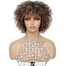 Peruca YOKABOOM Ombre Brown Highlight Short Curly com franja 3C