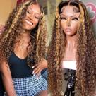 Perucas Aveiyce Highlight Ombre HD transparentes 13x4 de renda frontal Perucas Aveiyce Highlight Ombre HD transparentes 13x4 de renda frontal