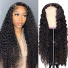 Perucas com fecho de renda bangjazz Long Water Wave Human Hair 32 polegadas
