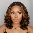 Perucas de Bob sem cola Tinashe Wear and Go Cabelo humano 5x6 HD com fecho de renda perucas pré-arrancadas perucas frontais de renda onduladas de cabelo humano para mulheres negras (peruca Bob de corpo solto P1B/2/30, 14 polegadas)