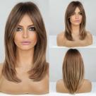 Perucas em camadas HAIRCUBE para mulheres Peruca sintética Ombre Brown