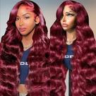 Perucas frontais de renda AIRDOT 30 polegadas 99J Burgundy Hair