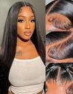 Perucas frontais de renda Amyes Straight Human Hair 66 cm 200% de densidade