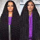 Perucas frontais de renda BJVT, cabelo humano de ondas profundas de 30 polegadas e 200 densidades