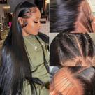 Perucas frontais de renda BungioL, cabelo humano liso de 26 polegadas, 180%