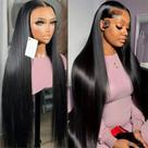 Perucas frontais de renda BungiOl Straight Human Hair 13x4 180% de densidade