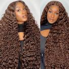 Perucas frontais de renda Bworto Chocolate Brown Human Hair 36cm
