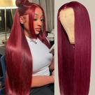 Perucas frontais de renda CHEETAHBEAUTY 99j Burgundy Human Hair 70cm