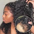 Perucas frontais de renda FACMOOD 4C Edges Kinky Curly Human Hair 40cm