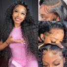 Perucas frontais de renda FIRIEYA Deep Wave 22" Cabelo humano com 200% de densidade