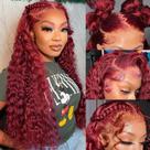 Perucas frontais de renda Hedy 99J Burgundy Deep Wave 70 cm 180% de densidade