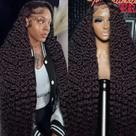 Perucas frontais de renda Hoyrhra 13x4 Deep Wave 100% cabelo humano