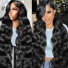 Perucas frontais de renda iesste Body Wave 81 cm Cabelo humano 220% de densidade