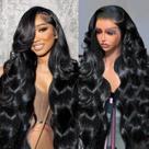 Perucas frontais de renda iesste Body Wave, cabelo humano de 28 polegadas, 220% de densidade