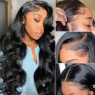 Perucas frontais de renda KINNIS Body Wave 200% de densidade 71 cm