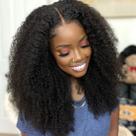 Perucas frontais de renda Ladoux Kinky Curly 100% cabelo humano 14" 180% Perucas frontais de renda Ladoux Kinky Curly 100% cabelo humano 14" 180%