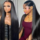 Perucas frontais de renda Lemoda Straight Human Hair 50 cm 180% de densidade