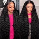Perucas frontais de renda Nervoss Deep Wave 76 cm Cabelo humano 200% de densidade