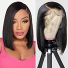 Perucas frontais de renda OLFORY Bob Human Hair 180% de densidade 25cm