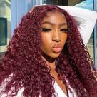 Perucas frontais de renda Pizazz 99J Burgundy Deep Wave Human Hair Perucas frontais de renda Pizazz 99J Burgundy Deep Wave Human Hair
