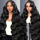Perucas frontais de renda RISBERT 30 polegadas e 200 Density Body Wave