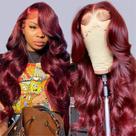Perucas frontais de renda ROYAL IMPRESSION 99J Burgundy Human Hair