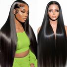 Perucas frontais de renda Ruibor 32 polegadas 12A Virgin Straight Human Hair