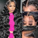 Perucas frontais de renda Sambuity Body Wave, cabelo humano de 24 polegadas