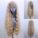 Perucas frontais de renda sintética ELESTY Blonde Hair 60 cm de comprimento Perucas frontais de renda sintética ELESTY Blonde Hair 60 cm de comprimento
