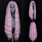 Perucas frontais de renda sintética ELESTY Pink Long Wavy 60cm Perucas frontais de renda sintética ELESTY Pink Long Wavy 60cm