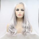 Perucas frontais de renda sintética RainaHair Grey Long Loose Wave