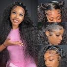 Perucas frontais de renda SQU&CIR Deep Wave 24" Cabelo humano com 180% de densidade Perucas frontais de renda SQU&CIR Deep Wave 24" Cabelo humano com 180% de densidade