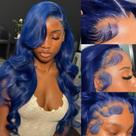 Perucas frontais de renda Suresen Azul Escuro Human Hair 26" Body Wave Perucas frontais de renda Suresen Azul Escuro Human Hair 26" Body Wave