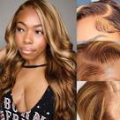 Perucas frontais de renda vivehebe Body Wave, cabelo humano de 18 polegadas