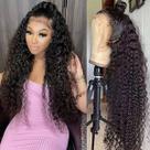 Perucas frontais de renda WPPIKK Water Wave Human Hair 82 cm 180% de densidade