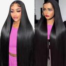 Perucas frontais de renda Zlzlblbl 32 polegadas 13x6 cabelo humano liso Perucas frontais de renda Zlzlblbl 32 polegadas 13x6 cabelo humano liso