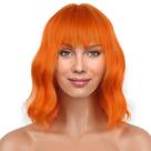 Perucas LANICE Short Bob com franja, cabelo solto e ondulado, laranja, 30 cm